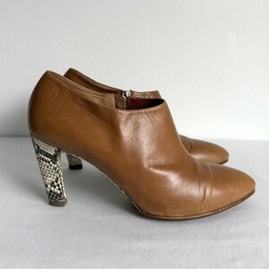 Dries Van Noten Leather Bootie Womens 38.5 EU 7.5 US Beige Snake Python